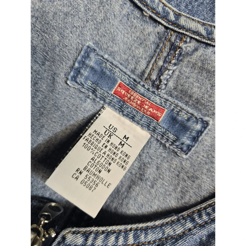 Vintage Y2k Squeeze Denim Romper M Blue Zip Up Women's - Picture 3 of 3